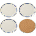 Zanet Oval Stoneware Coasters Set of 4 Ivory with Cobalt Line - Product view